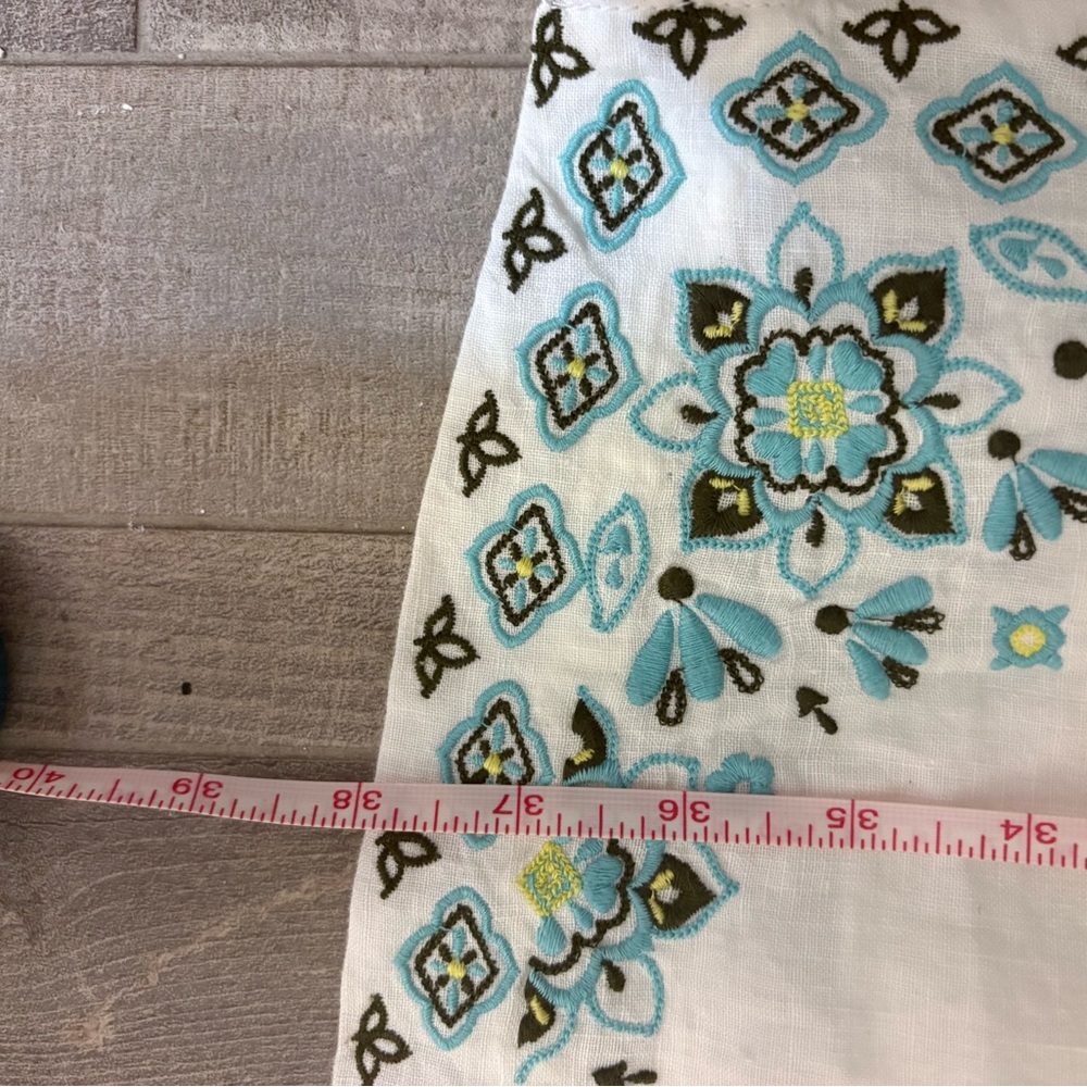 J. Jill White sleeveless dress with Blue & brown Embroidery - Picture 13 of 14